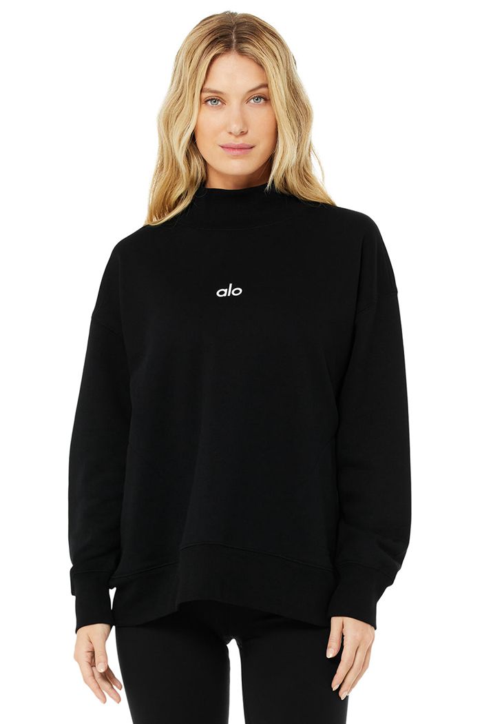 Alo Yoga Graphic Refresh Sweatshirt Dam Svarta Vita | 1287430-PA