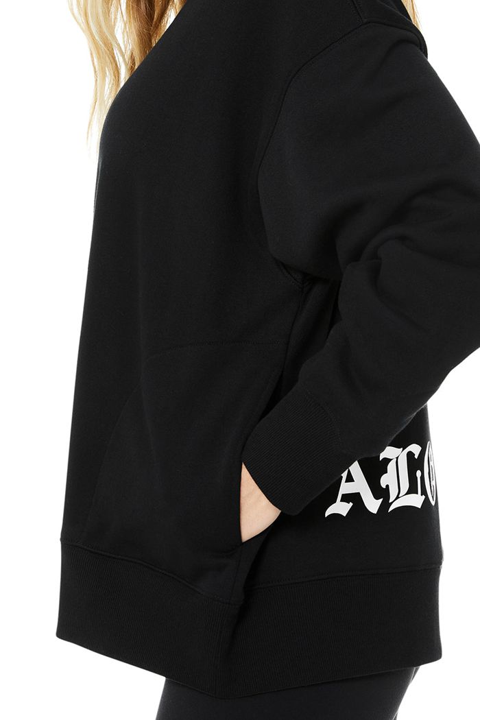 Alo Yoga Graphic Refresh Sweatshirt Dam Svarta Vita | 1287430-PA