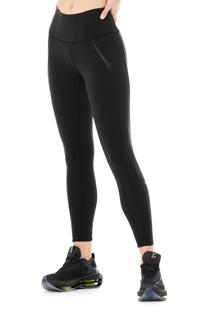 Alo Yoga High-Midja 7/8 Motocon Leggings Dam Svarta | 3287046-DJ