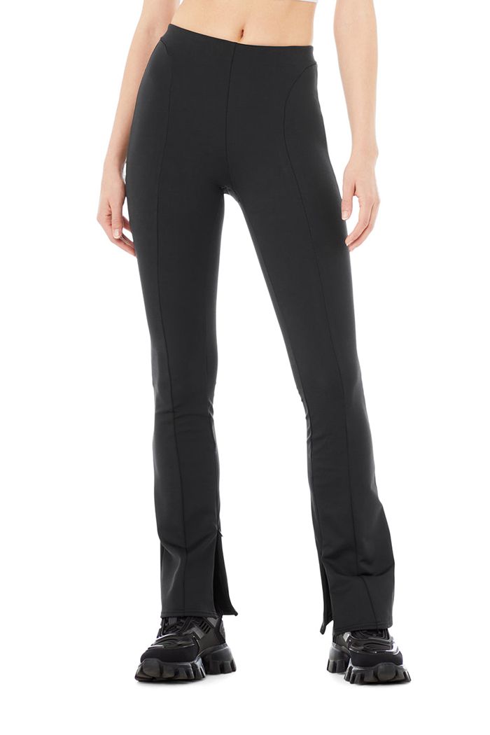 Alo Yoga High-Midja 7/8 Zip It Flare Leggings Dam Svarta | 0413892-BI