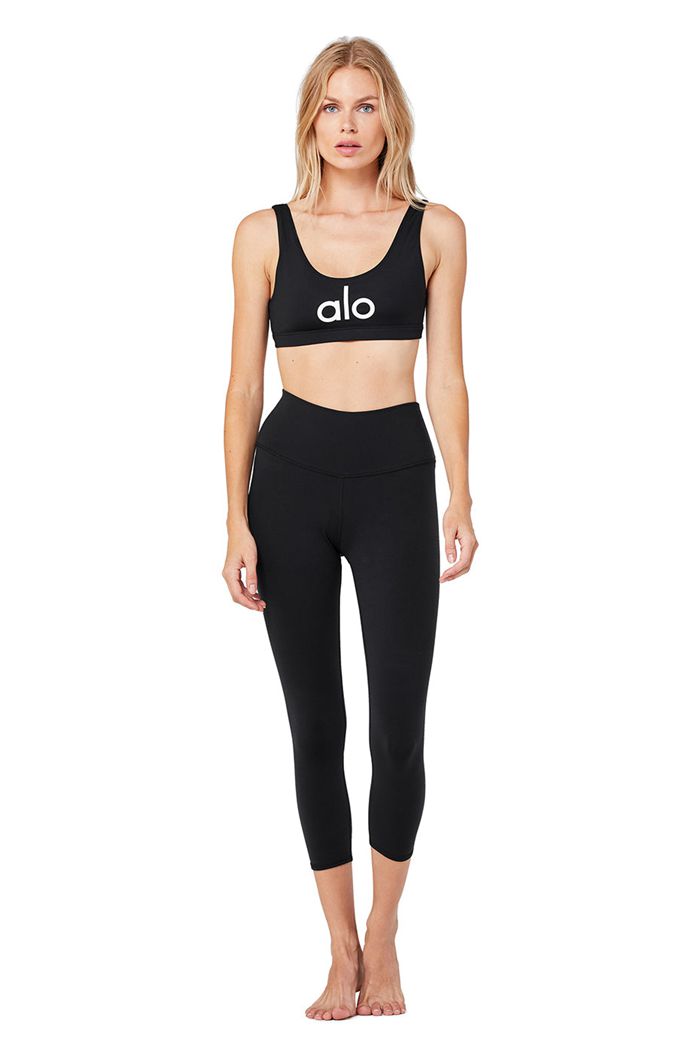 Alo Yoga High-Midja Airbrush Capri Byxor Dam Svarta | 6748325-MR