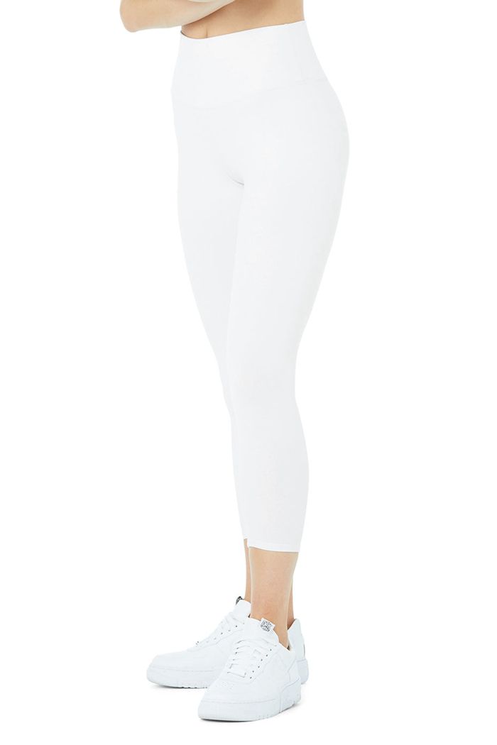 Alo Yoga High-Midja Airbrush Capri Byxor Dam Vita | 7849126-PI