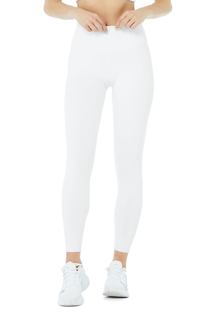 Alo Yoga High-Midja Airbrush Capri Byxor Dam Vita | 7849126-PI