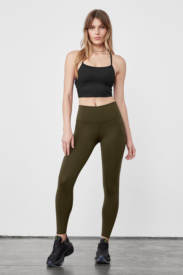 Alo Yoga High-Midja Airbrush Leggings Dam Mörkolivgröna | 7325694-JK