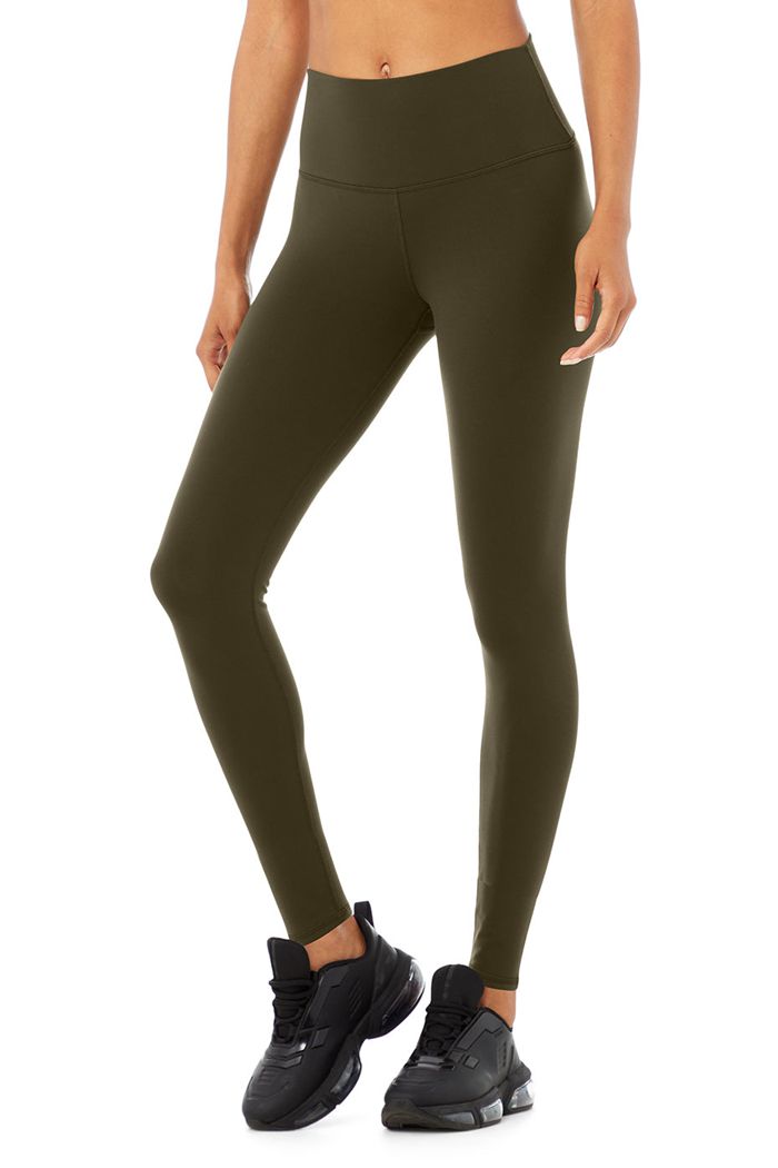 Alo Yoga High-Midja Airbrush Leggings Dam Mörkolivgröna | 7325694-JK