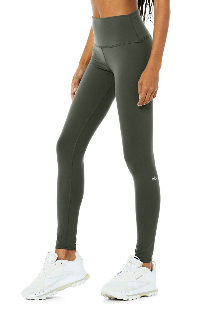 Alo Yoga High-Midja Airbrush Leggings Dam Mörkgröna | 9261340-WR