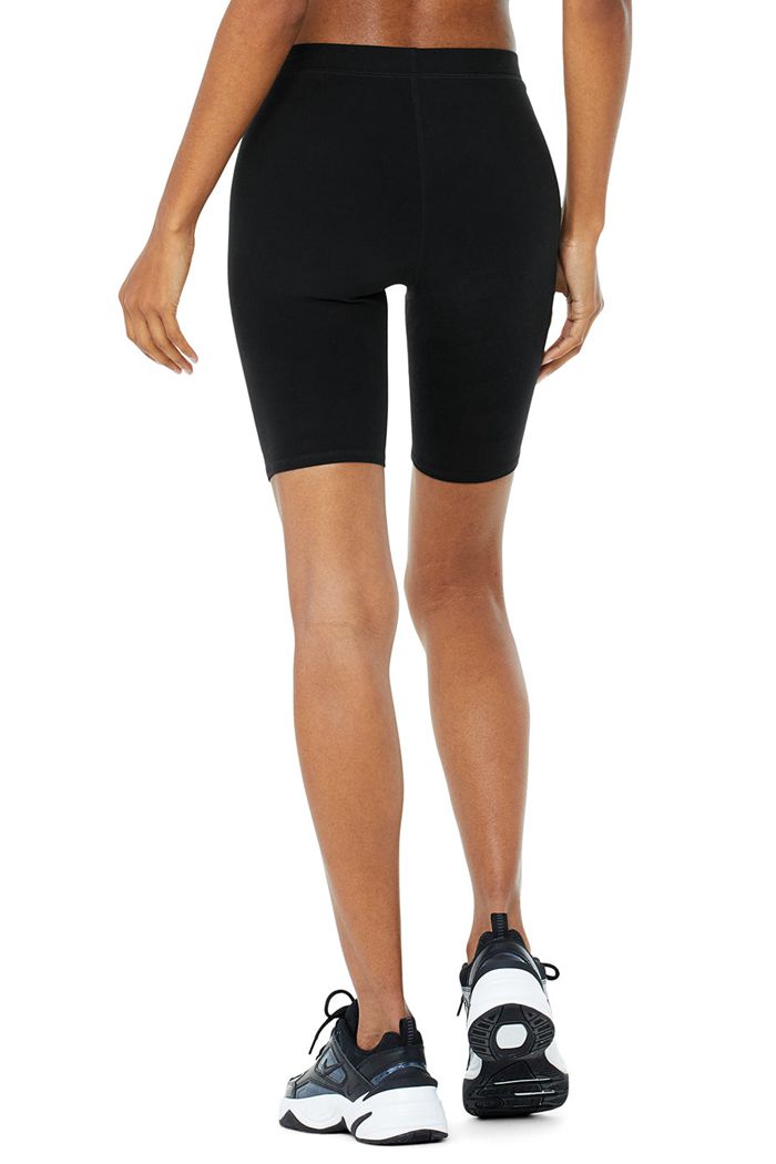 Alo Yoga High-Midja Alosoft Flow Biker Short Dam Svarta | 6847123-VP