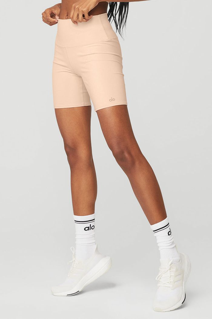 Alo Yoga High-Midja Biker Short Dam Beige | 0529641-HQ