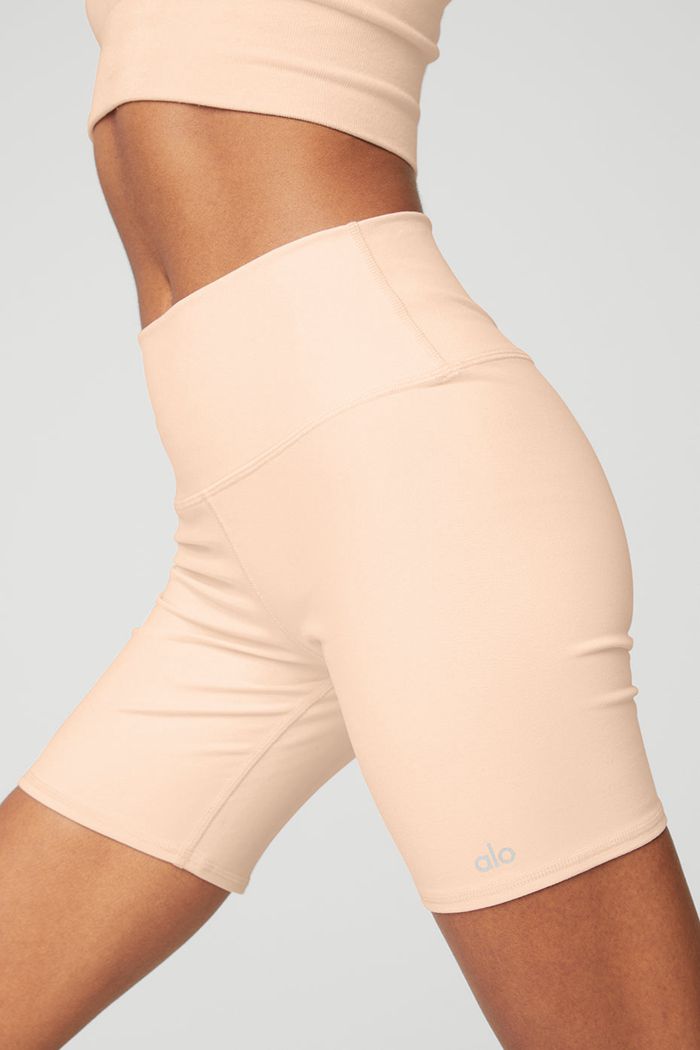 Alo Yoga High-Midja Biker Short Dam Beige | 0529641-HQ