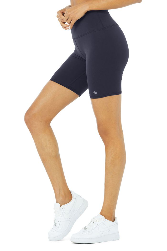 Alo Yoga High-Midja Biker Short Dam Svarta | 0497218-JK