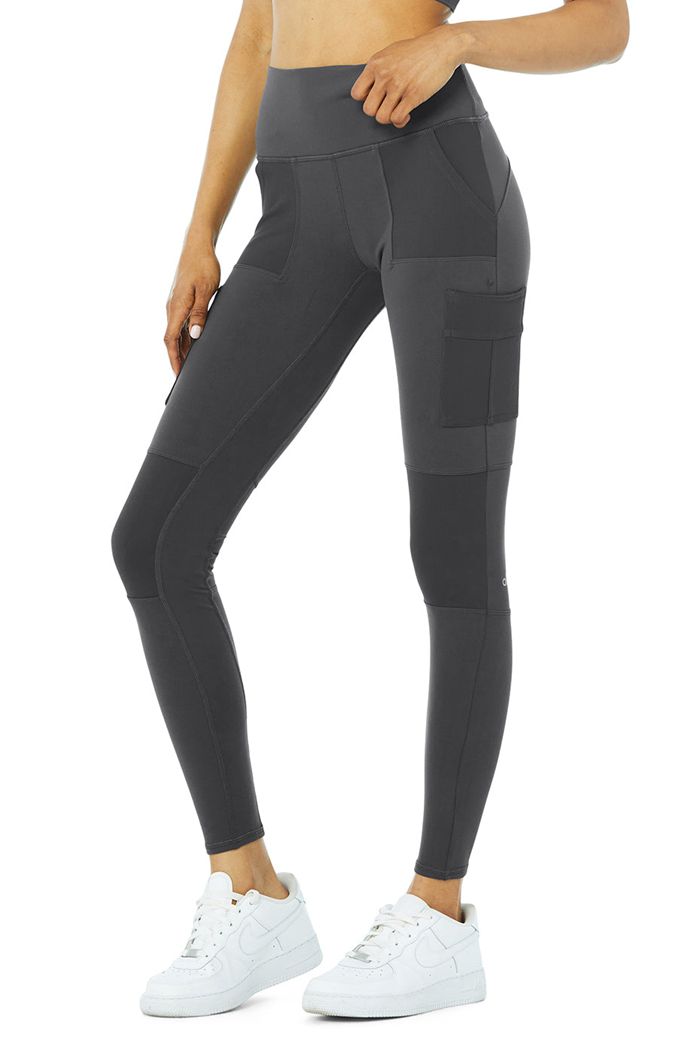 Alo Yoga High-Midja Cargo Leggings Dam Mörkgrå | 2517380-IH