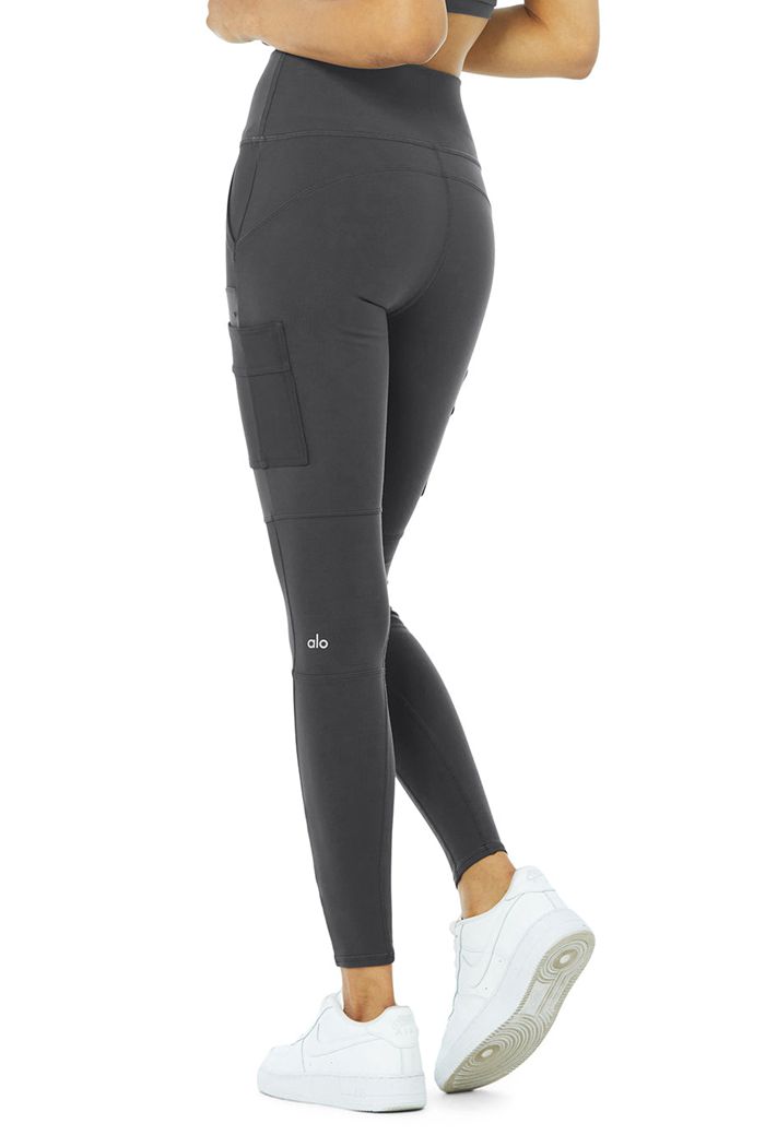 Alo Yoga High-Midja Cargo Leggings Dam Mörkgrå | 2517380-IH