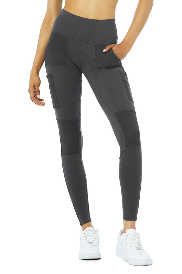 Alo Yoga High-Midja Cargo Leggings Dam Mörkgrå | 2517380-IH