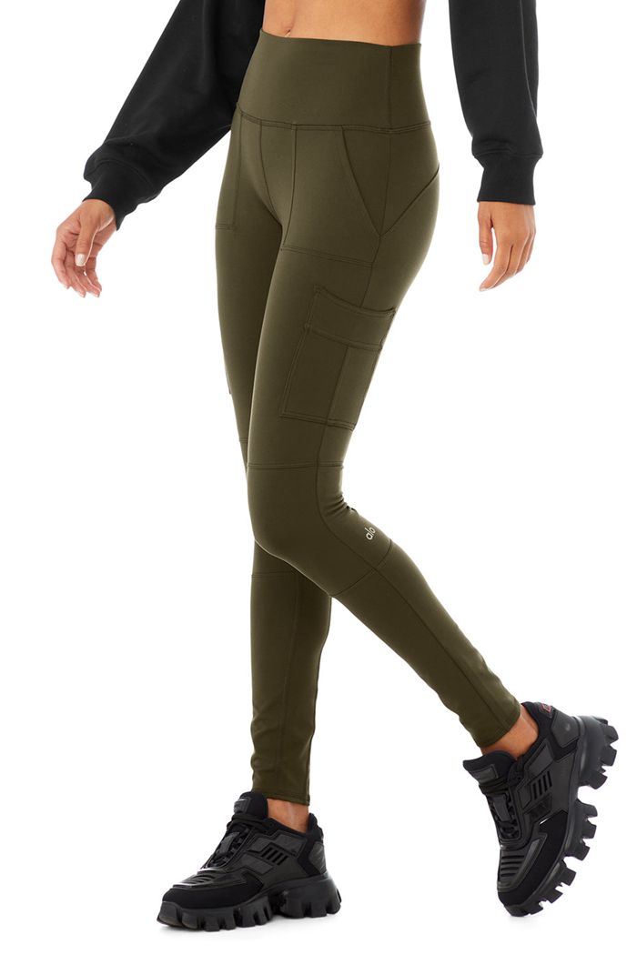 Alo Yoga High-Midja Cargo Leggings Dam Mörkolivgröna | 4715690-ZQ