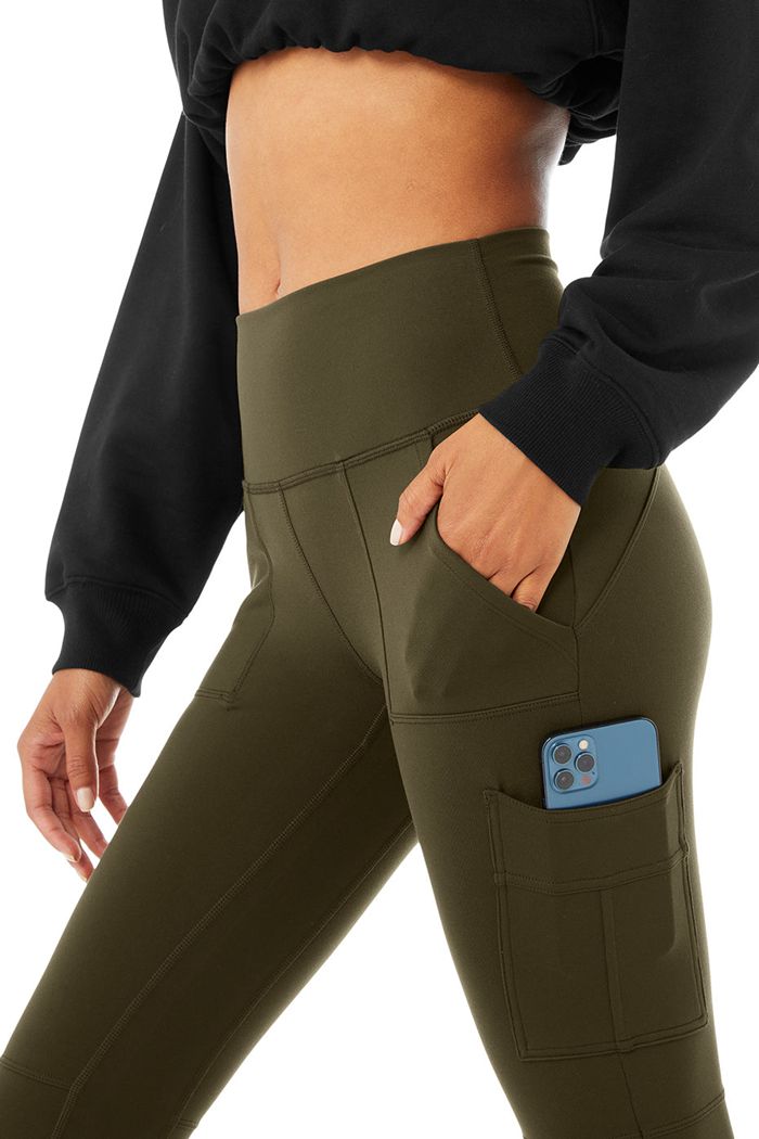 Alo Yoga High-Midja Cargo Leggings Dam Mörkolivgröna | 4715690-ZQ