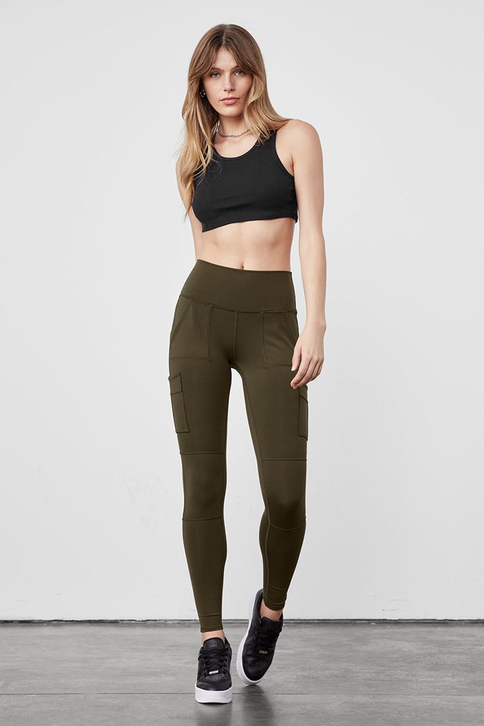 Alo Yoga High-Midja Cargo Leggings Dam Mörkolivgröna | 4715690-ZQ