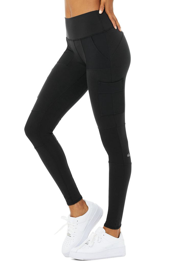 Alo Yoga High-Midja Cargo Leggings Dam Svarta | 5089312-YK