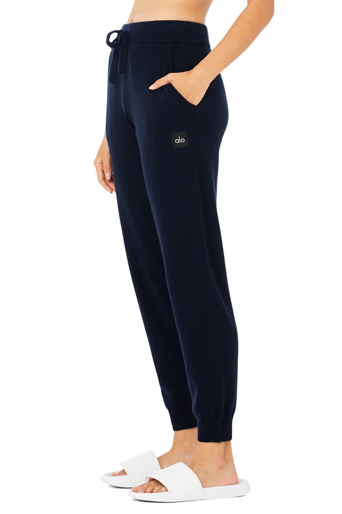 Alo Yoga High-Midja Cashmere Jet Set Byxor Dam Marinblå | 8037154-QC