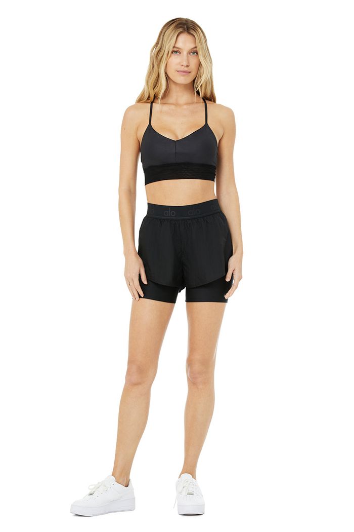 Alo Yoga High-Midja Catch The Light Short Dam Svarta | 1354276-IW