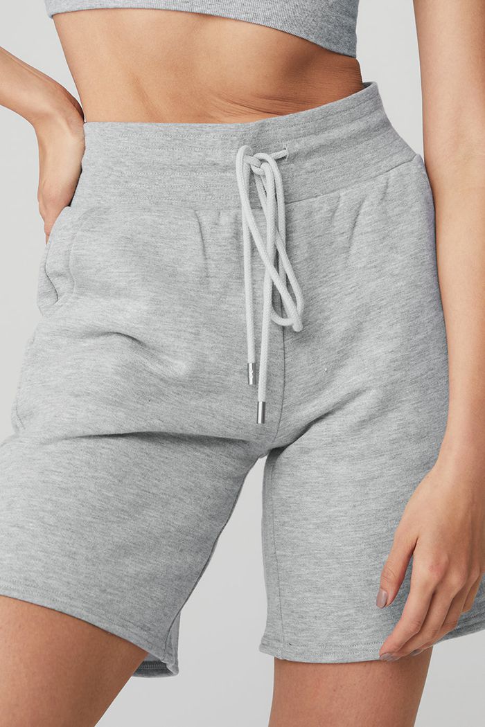 Alo Yoga High-Midja Easy Sweat Short Dam Grå | 4501698-ZY