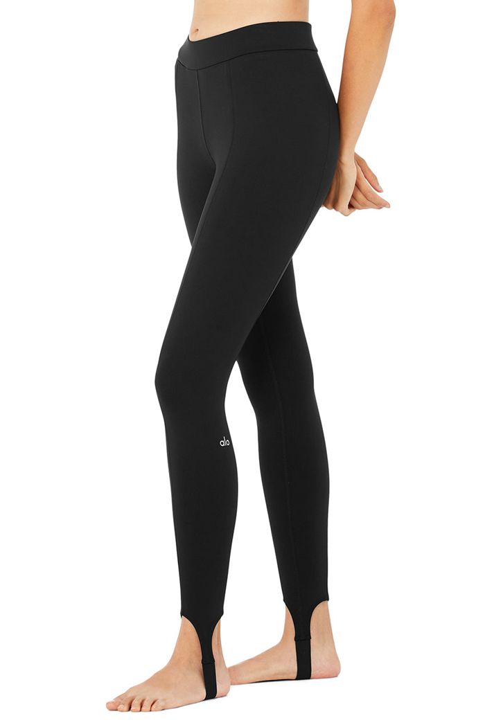 Alo Yoga High-Midja Klassiska Stirrup Leggings Dam Svarta | 0368597-LW