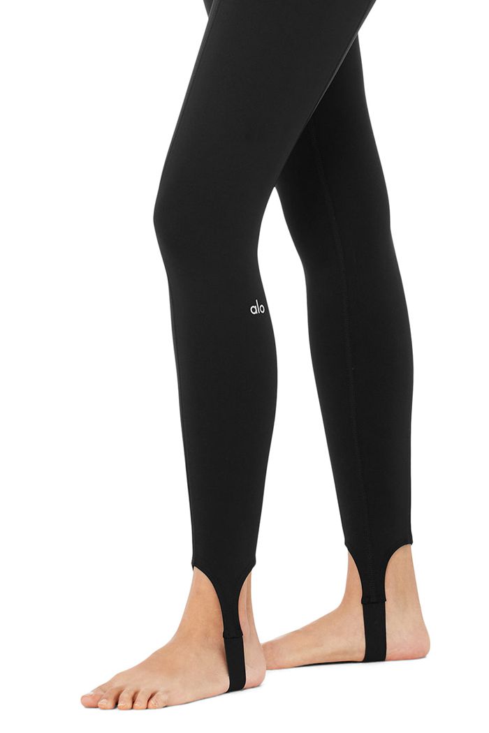 Alo Yoga High-Midja Klassiska Stirrup Leggings Dam Svarta | 0368597-LW