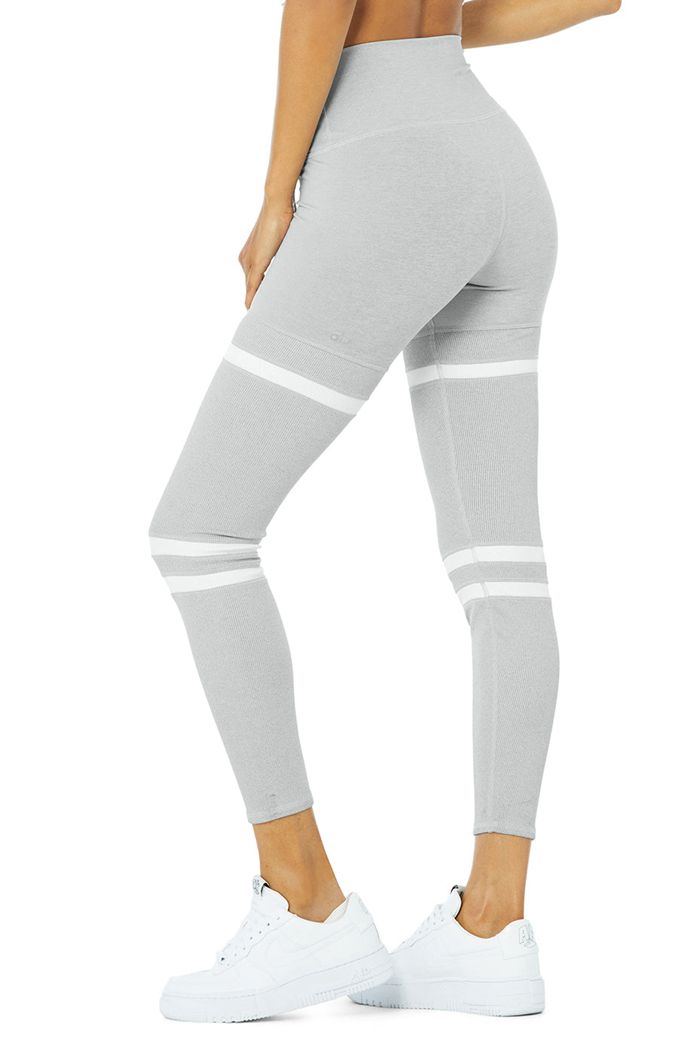 Alo Yoga High-Midja Legit Leggings Dam Grå Vita | 3762891-ZN