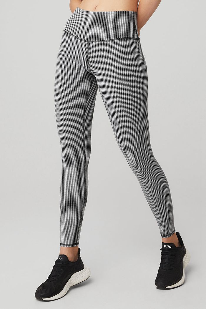 Alo Yoga High-Midja Micro Houndstooth Leggings Dam Vita | 0873265-LX