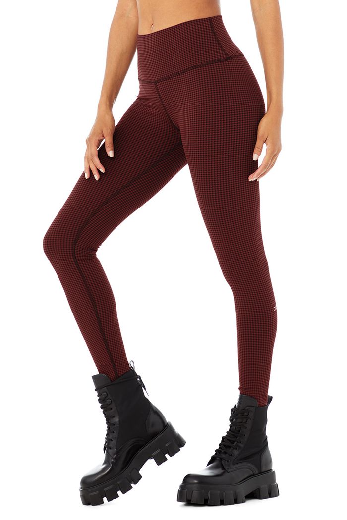 Alo Yoga High-Midja Micro Houndstooth Leggings Dam Svarta | 2569018-HG