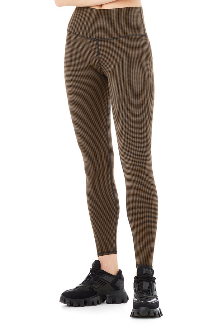 Alo Yoga High-Midja Micro Houndstooth Leggings Dam Svarta | 8357296-KI