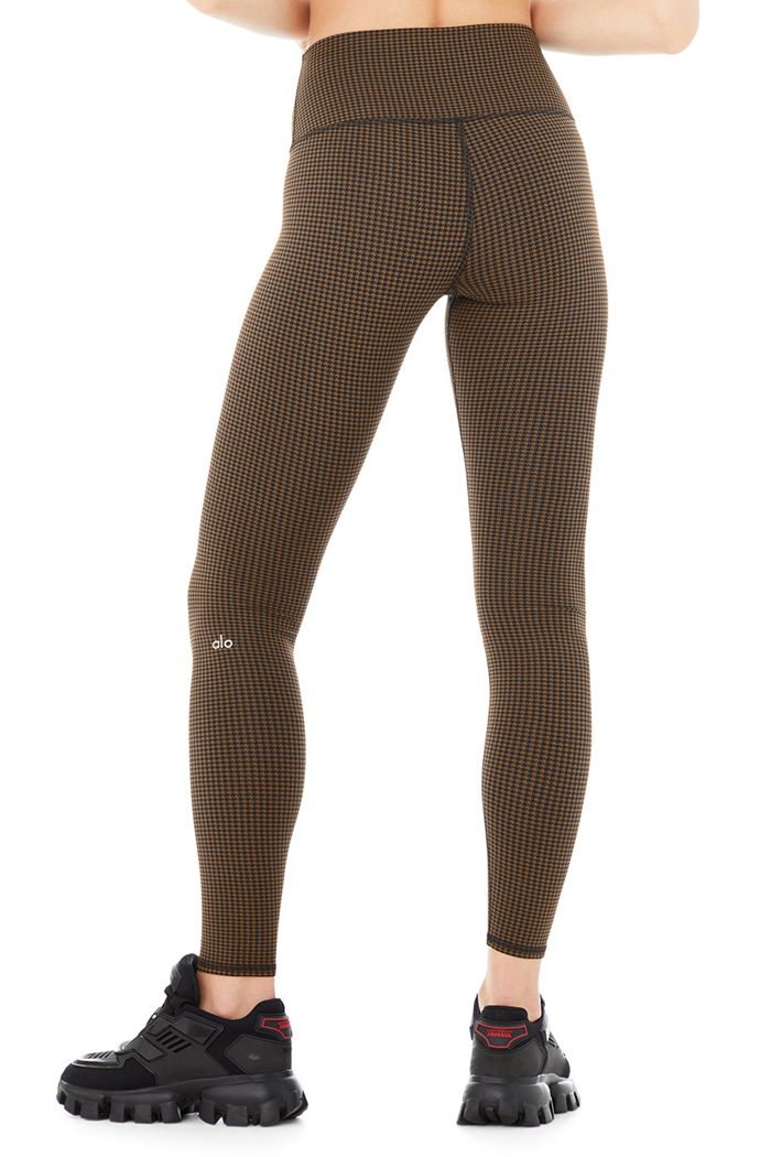 Alo Yoga High-Midja Micro Houndstooth Leggings Dam Svarta | 8357296-KI