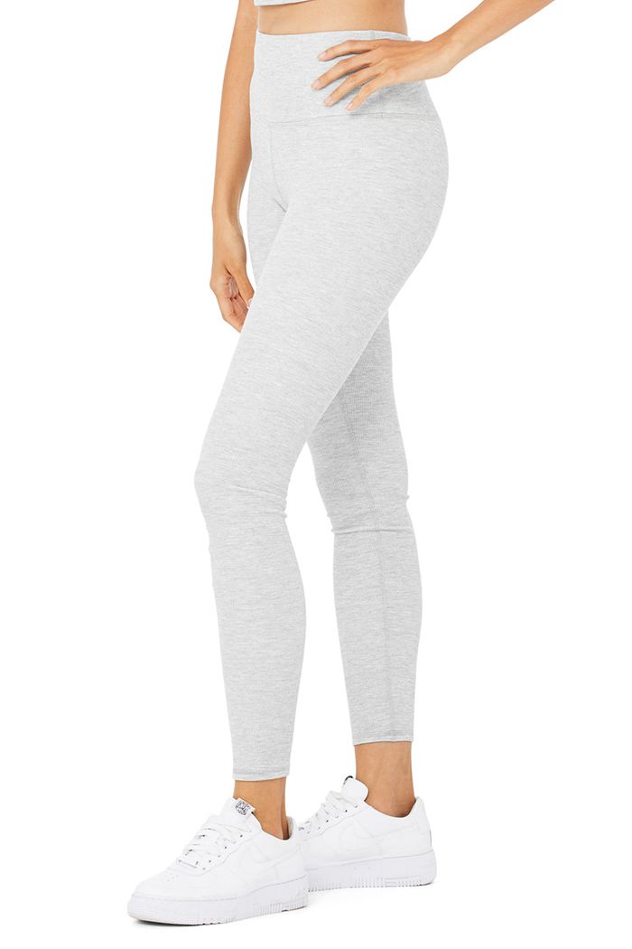 Alo Yoga High-Midja Micro Waffle LowKey Leggings Dam Grå | 9542830-CG