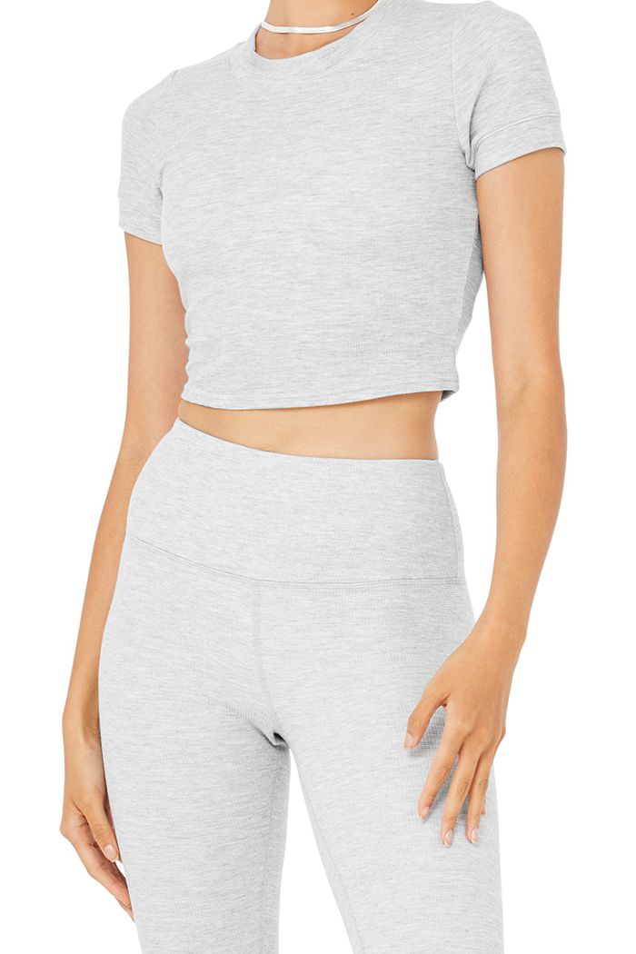 Alo Yoga High-Midja Micro Waffle LowKey Leggings Dam Grå | 9542830-CG