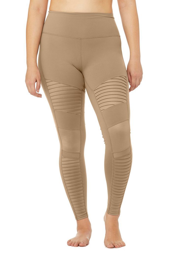 Alo Yoga High-Midja Moto Leggings Dam Bruna | 2076359-ND