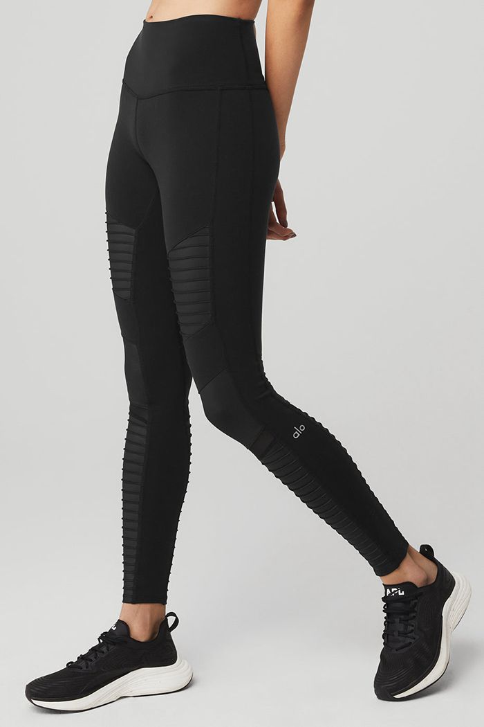 Alo Yoga High-Midja Moto Leggings Dam Svarta | 3147805-TX