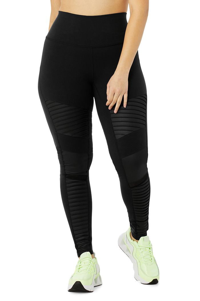 Alo Yoga High-Midja Moto Leggings Dam Svarta | 3147805-TX