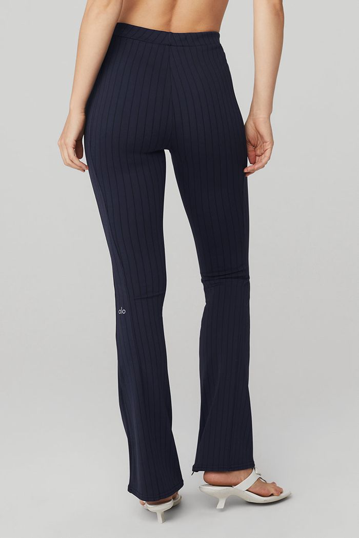 Alo Yoga High-Midja Pinstripe Zip It Flare Leggings Dam Svarta | 2918406-LI