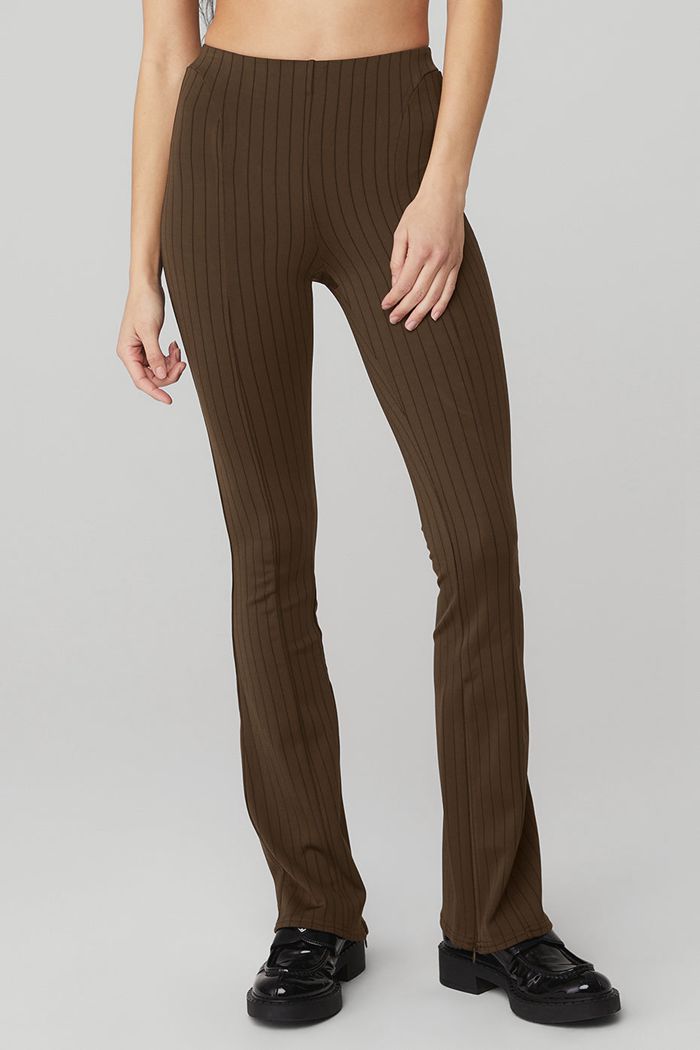 Alo Yoga High-Midja Pinstripe Zip It Flare Leggings Dam Svarta | 3298417-PU