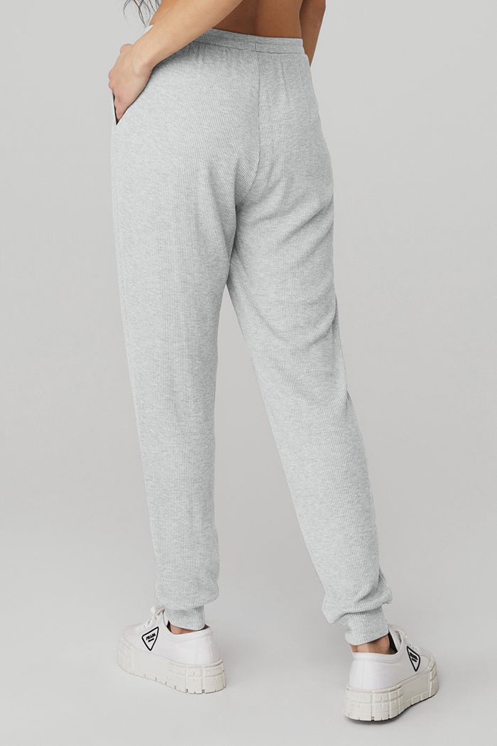 Alo Yoga High-Midja Ribbed Whisper Byxor Dam Grå | 1872053-FP