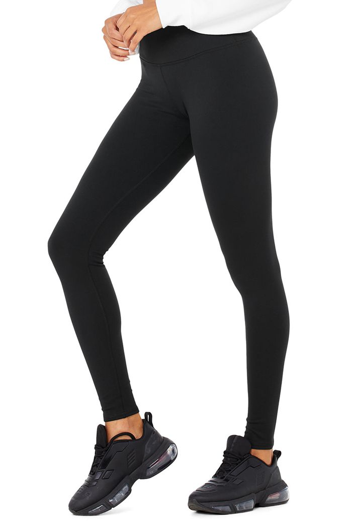 Alo Yoga High-Midja Vinter Warmth Plush Leggings Dam Svarta | 1726958-JQ