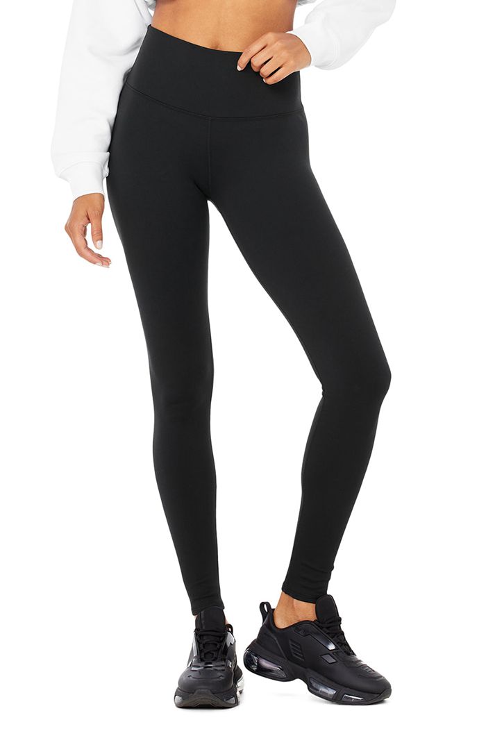 Alo Yoga High-Midja Vinter Warmth Plush Leggings Dam Svarta | 1726958-JQ