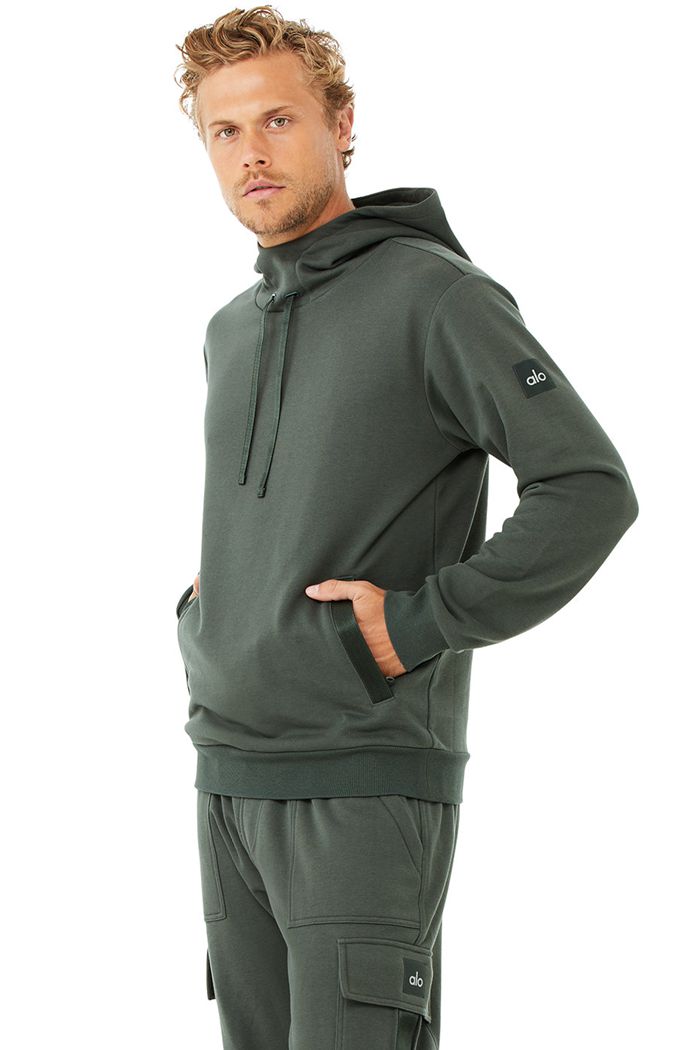 Alo Yoga Highline Hoodie Herr Mörkgröna | 4657102-BZ