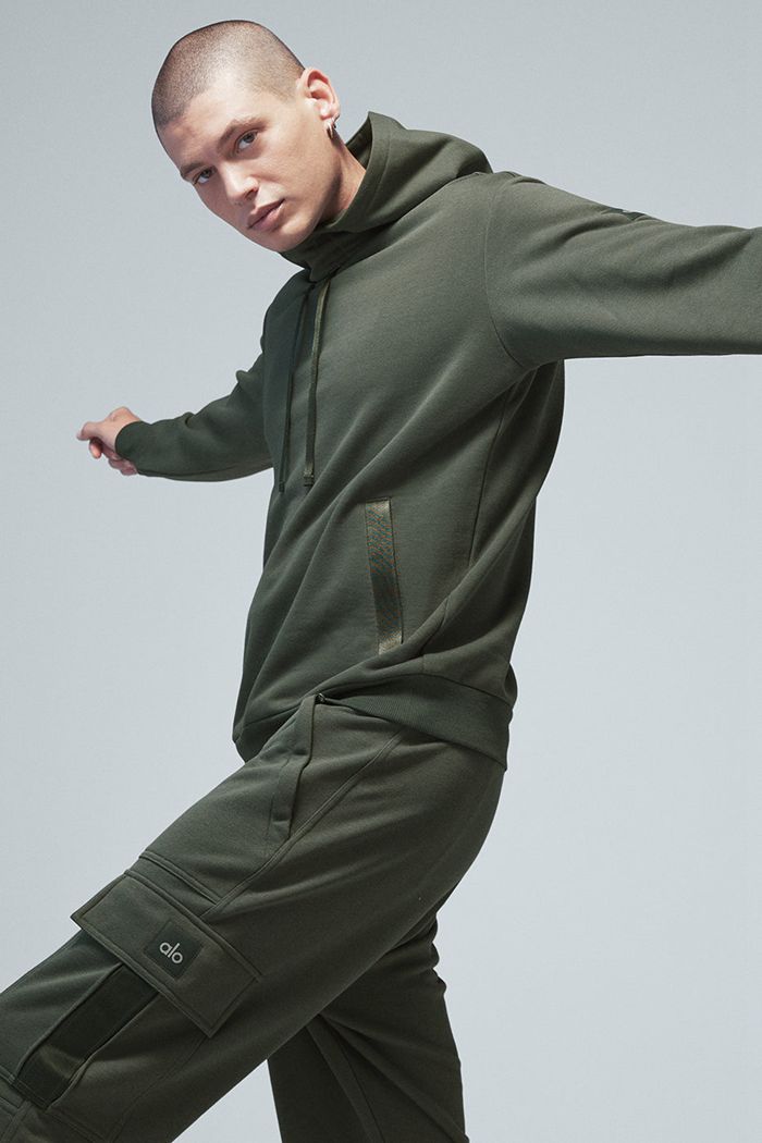 Alo Yoga Highline Hoodie Herr Mörkgröna | 4657102-BZ