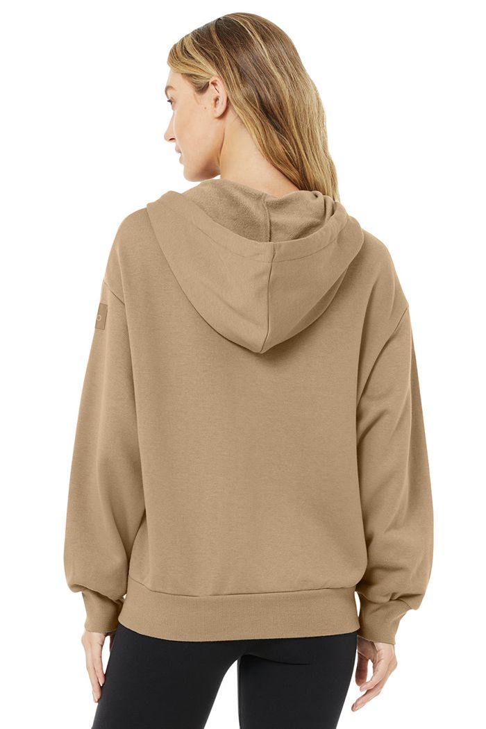 Alo Yoga Hype Full Zip Hoodie Dam Bruna | 4036951-VT