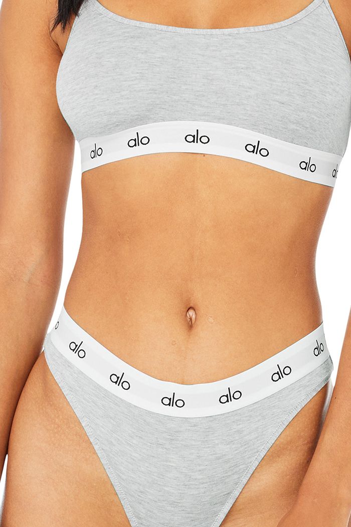 Alo Yoga Icon High-Cut String Underkläder Dam Grå | 6375102-GE