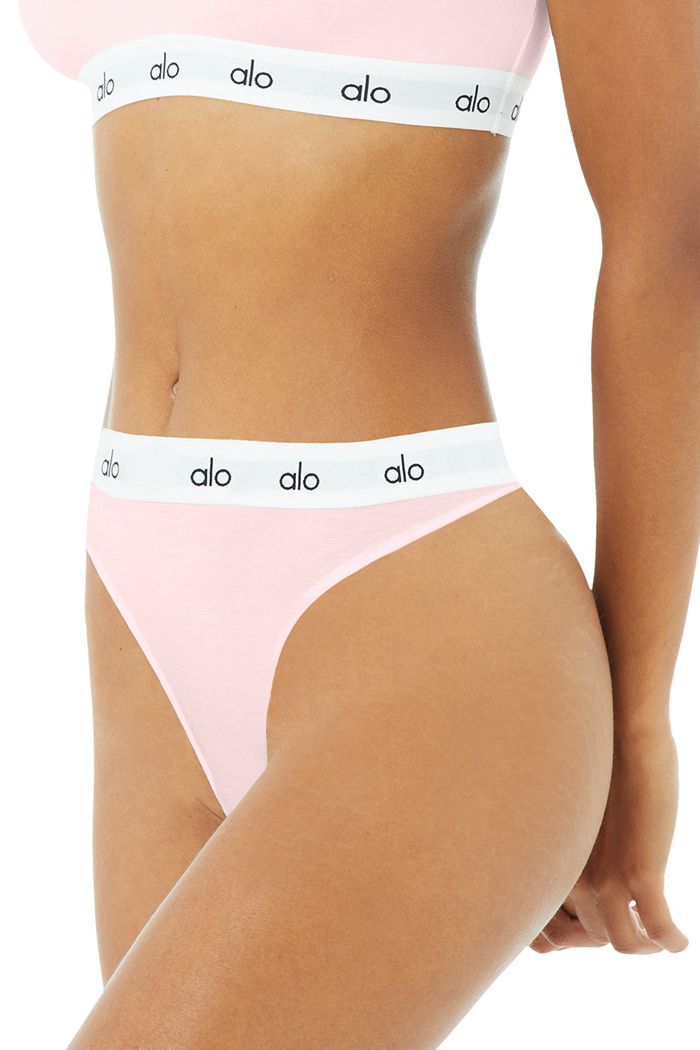 Alo Yoga Icon High-Cut String Underkläder Dam Rosa | 8906472-MP