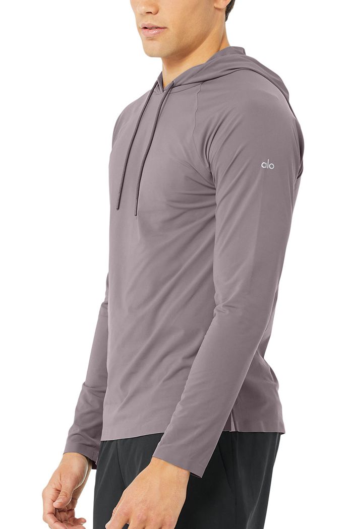 Alo Yoga Idol Hooded Runner Hoodie Herr Lila | 2340596-MO