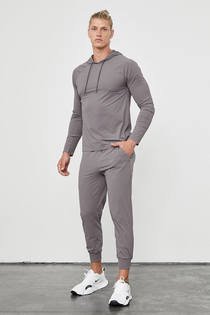 Alo Yoga Idol Hooded Runner Hoodie Herr Lila | 2340596-MO