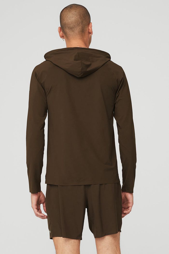 Alo Yoga Idol Hooded Runner Hoodie Herr Svarta | 3426871-DP