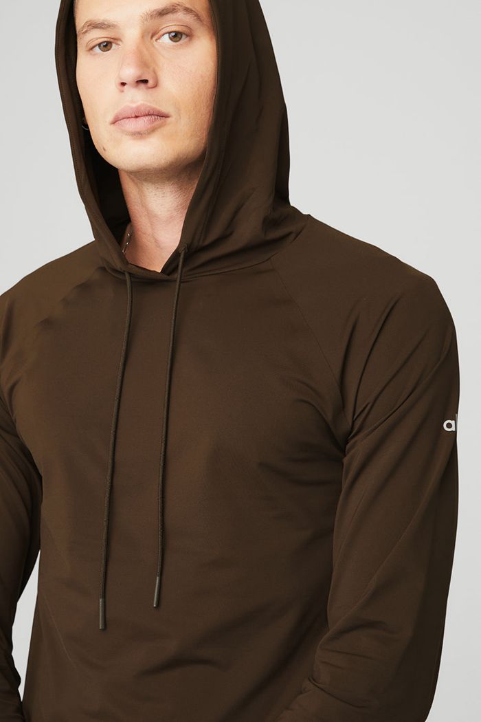 Alo Yoga Idol Hooded Runner Hoodie Herr Svarta | 3426871-DP